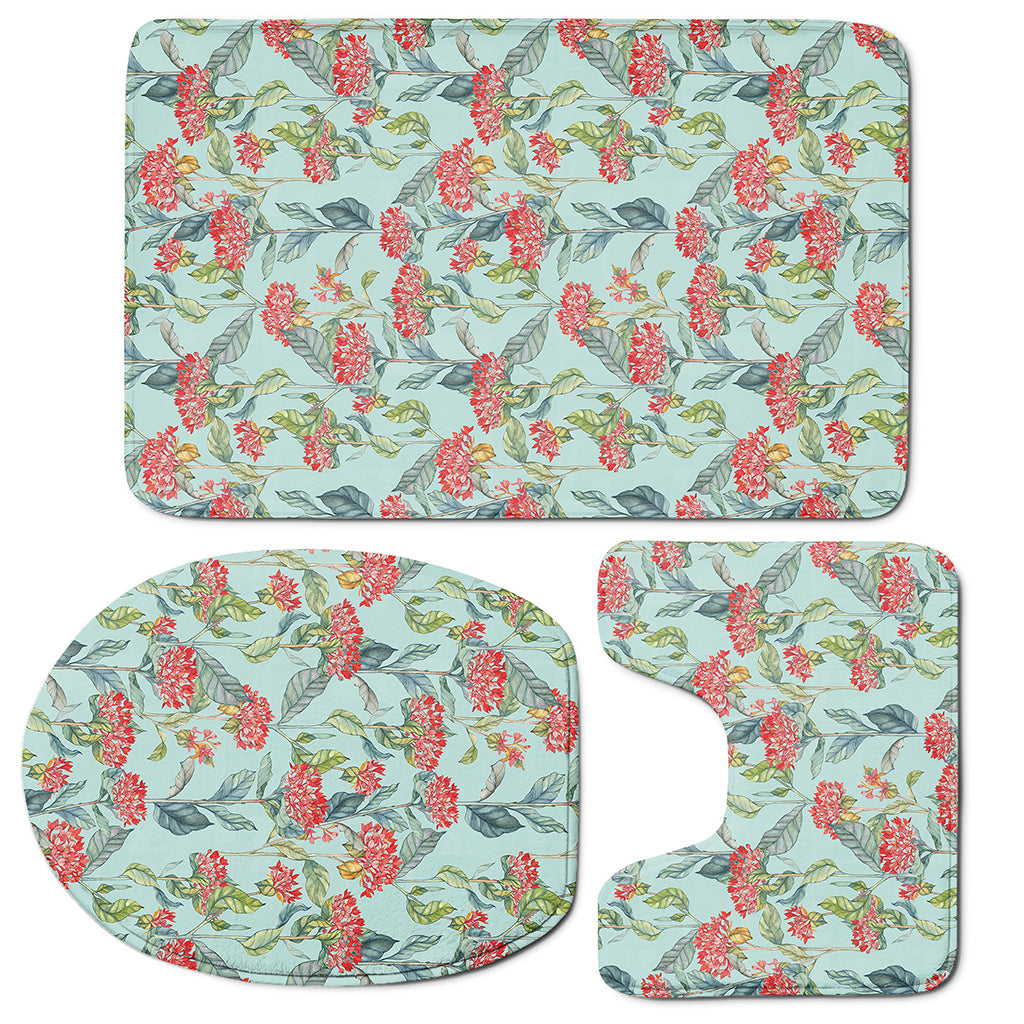 Bouvardia Pattern Print 3 Piece Bath Mat Set