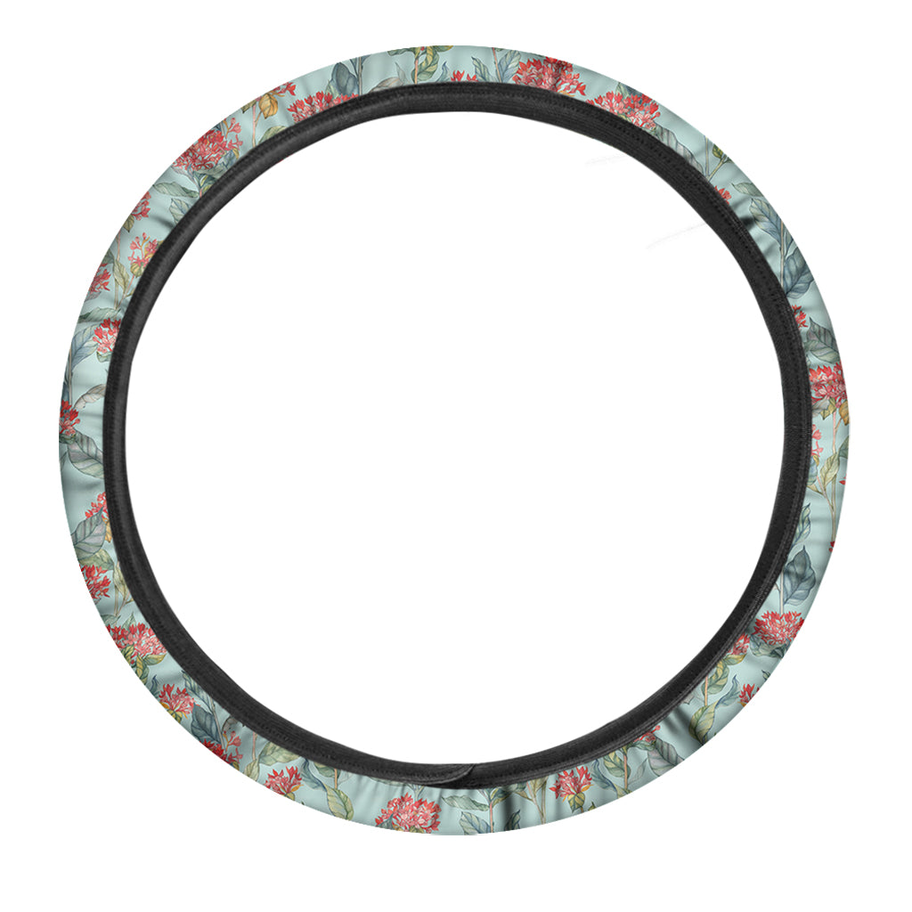 Bouvardia Pattern Print Car Steering Wheel Cover