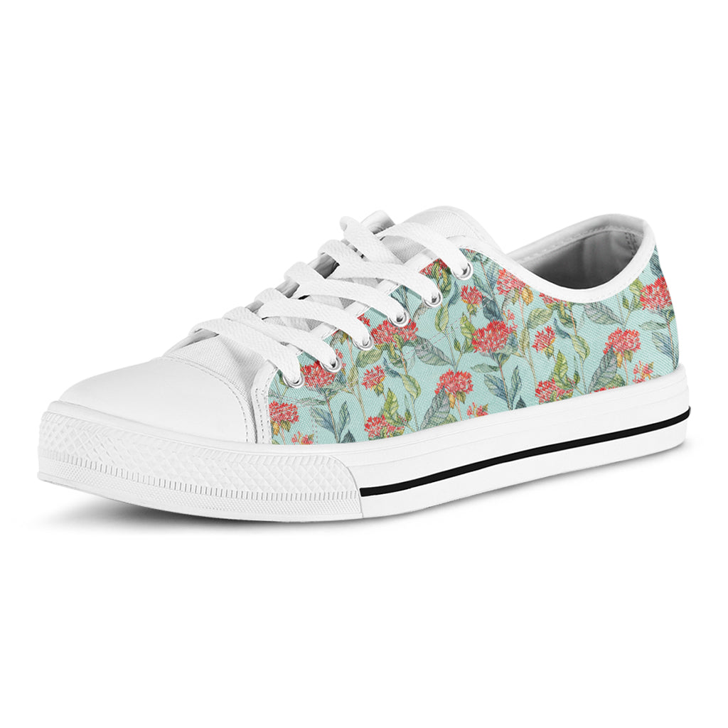 Bouvardia Pattern Print White Low Top Shoes