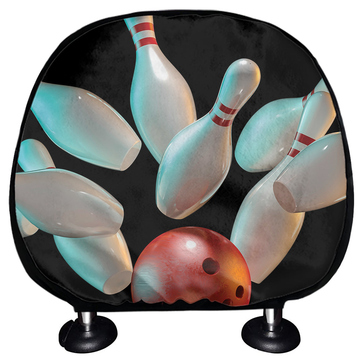 Bowling Strike Print Car Headrest Covers