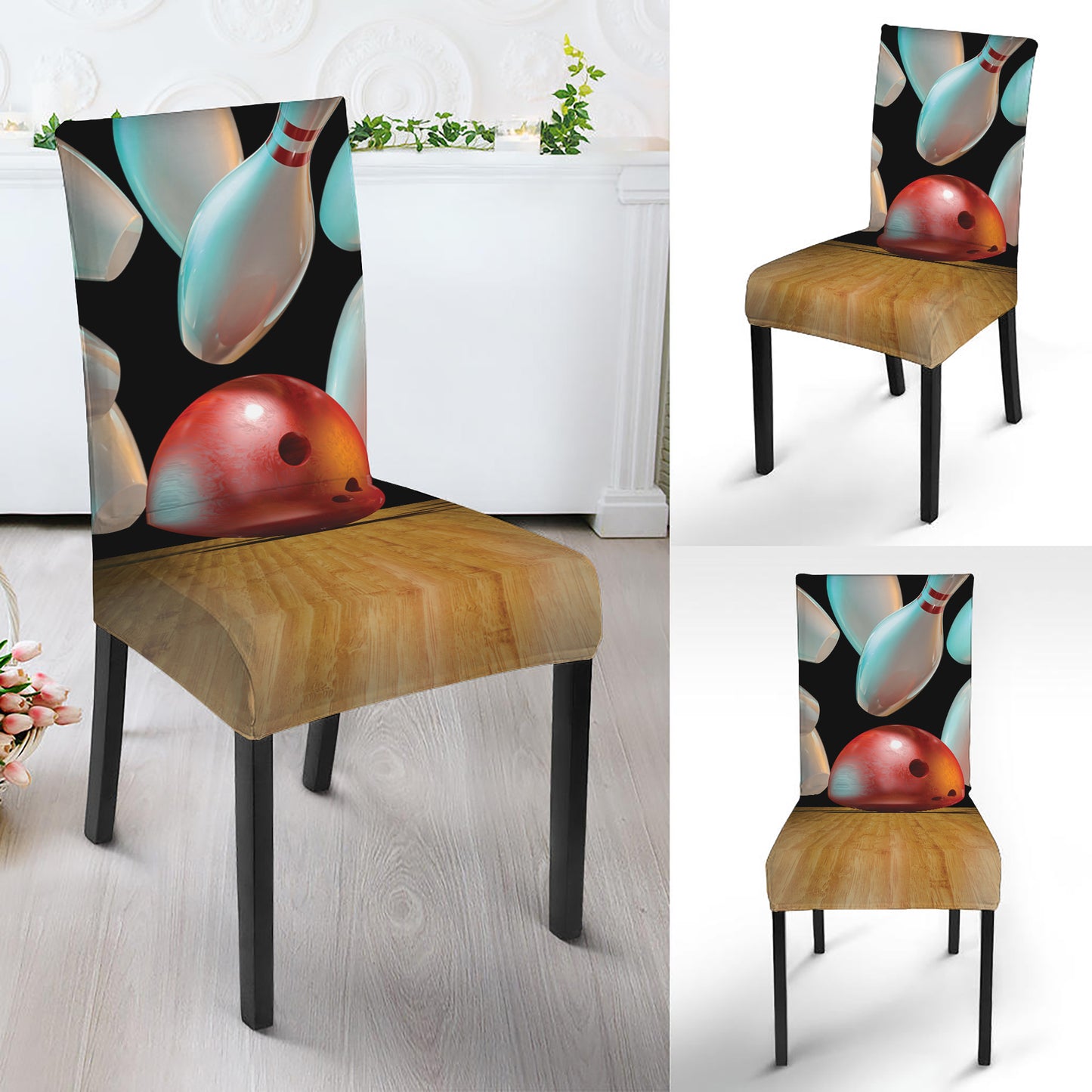 Bowling Strike Print Dining Chair Slipcover
