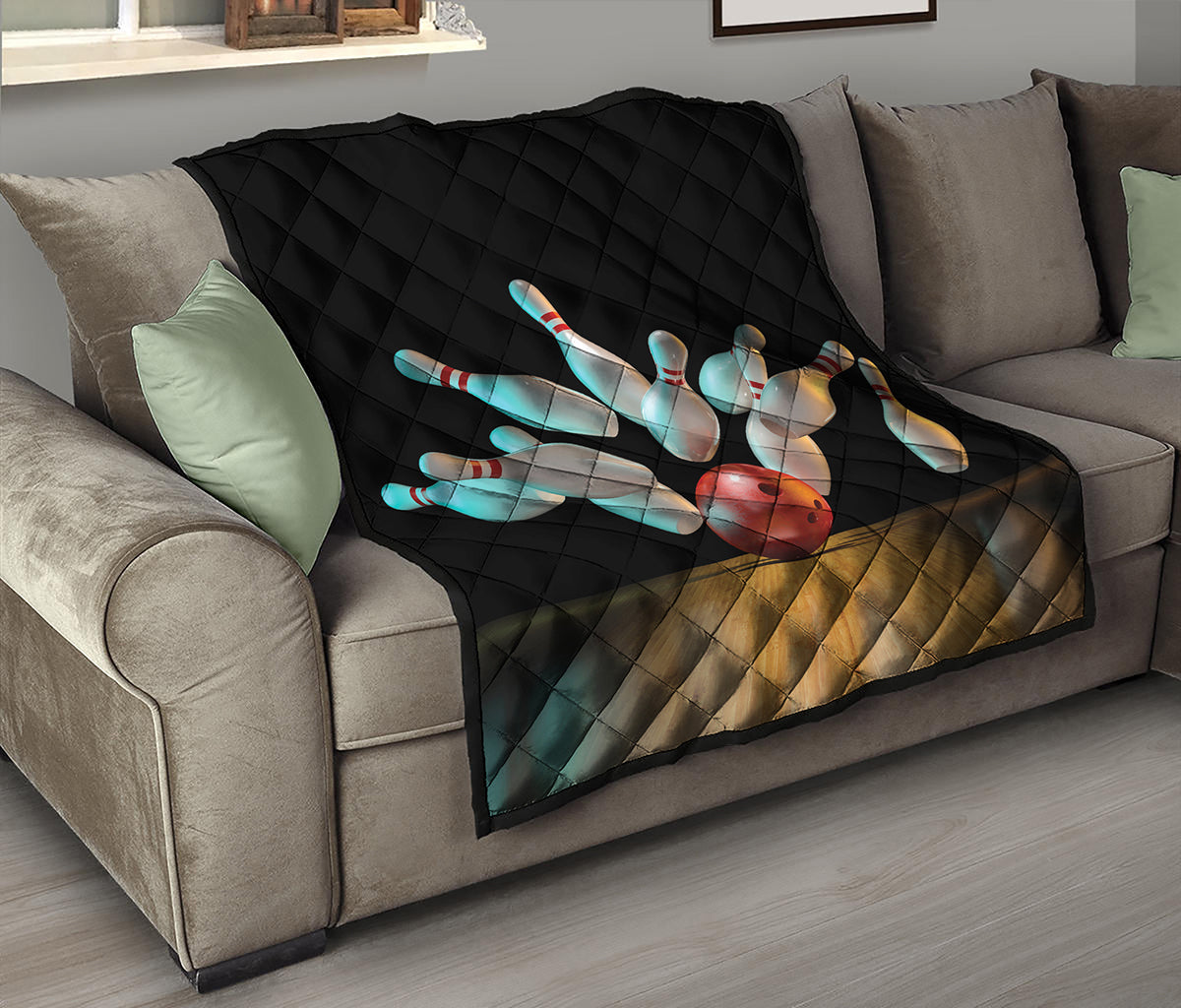 Bowling Strike Print Quilt