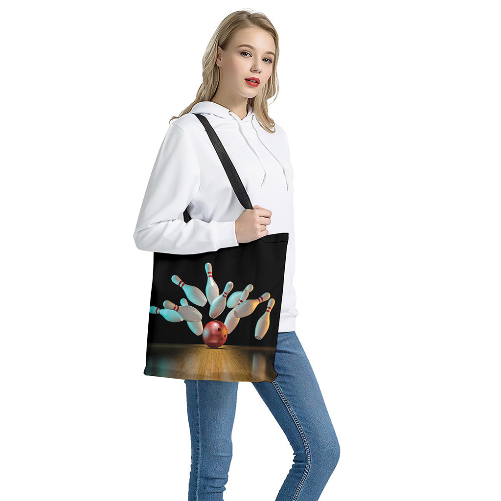 Bowling Strike Print Tote Bag