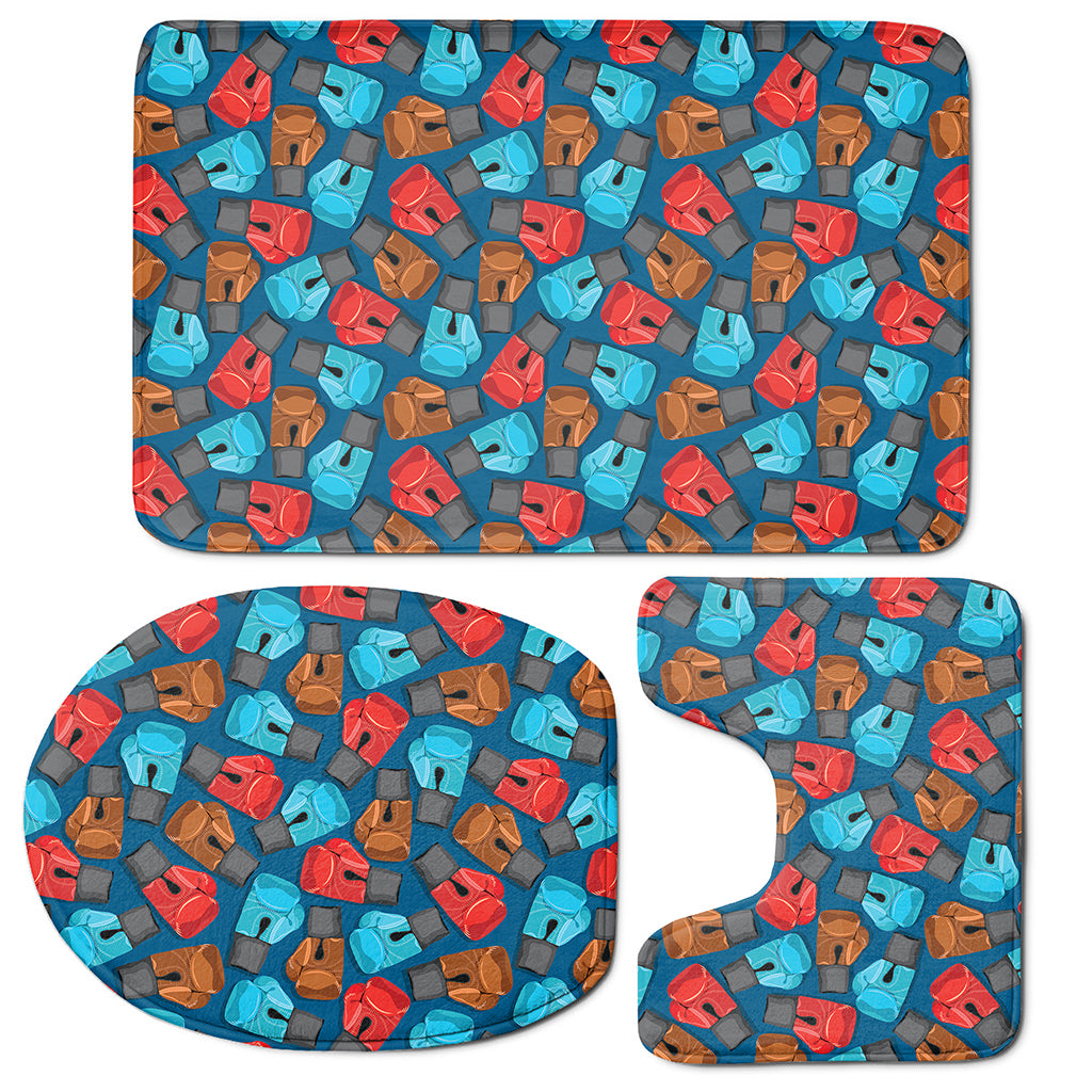 Boxing Gloves Pattern Print 3 Piece Bath Mat Set