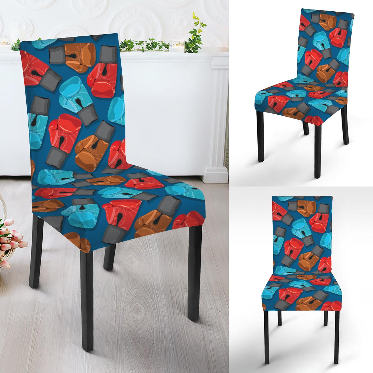Boxing Gloves Pattern Print Dining Chair Slipcover