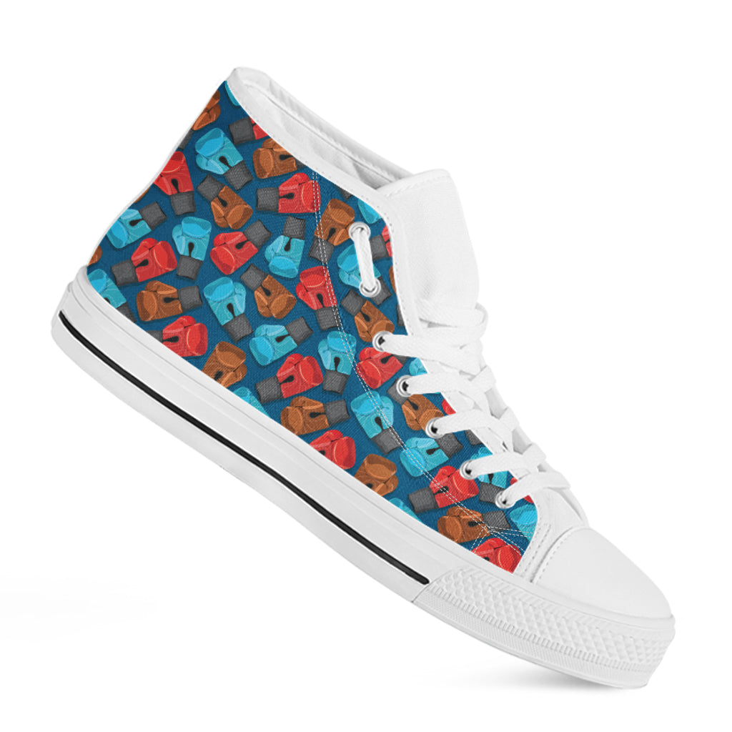Boxing Gloves Pattern Print White High Top Shoes