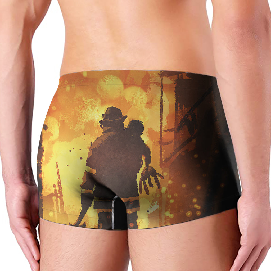 Brave Firefighter Painting Print Men's Boxer Briefs