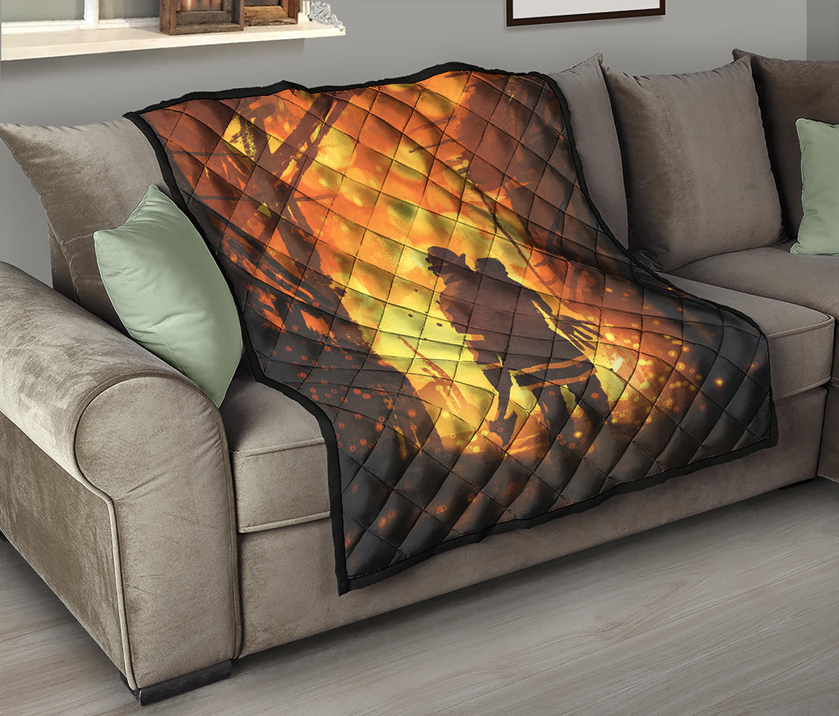 Brave Firefighter Painting Print Quilt