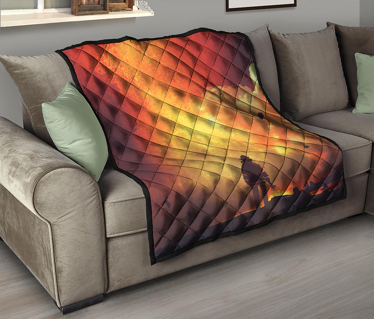 Brave Firefighter With Axe Print Quilt