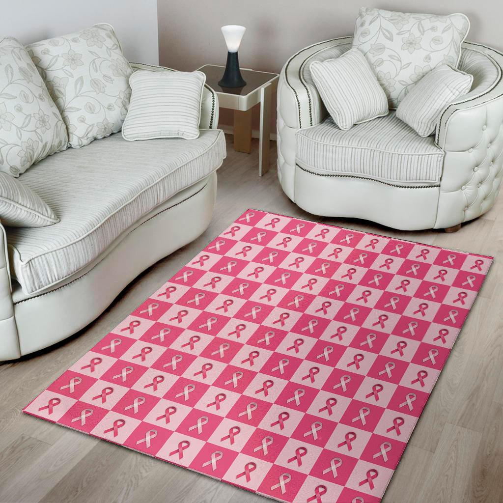 Breast Cancer Awareness Pattern Print Area Rug