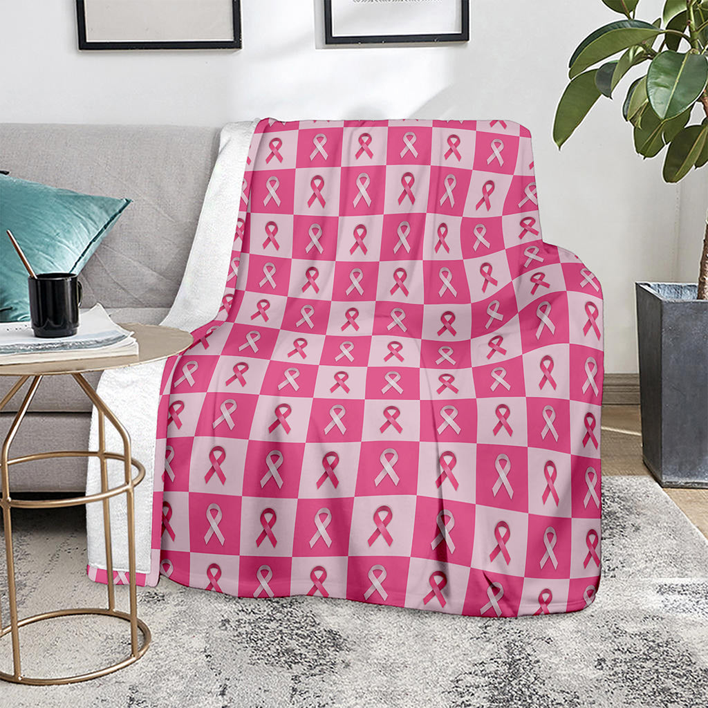 Breast Cancer Awareness Pattern Print Blanket