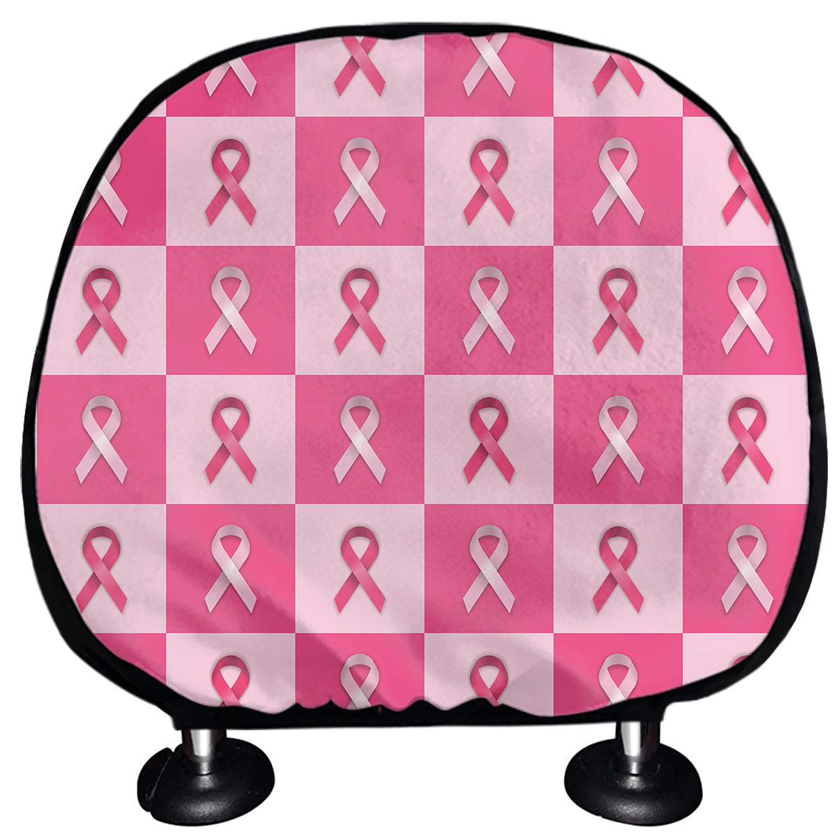 Breast Cancer Awareness Pattern Print Car Headrest Covers