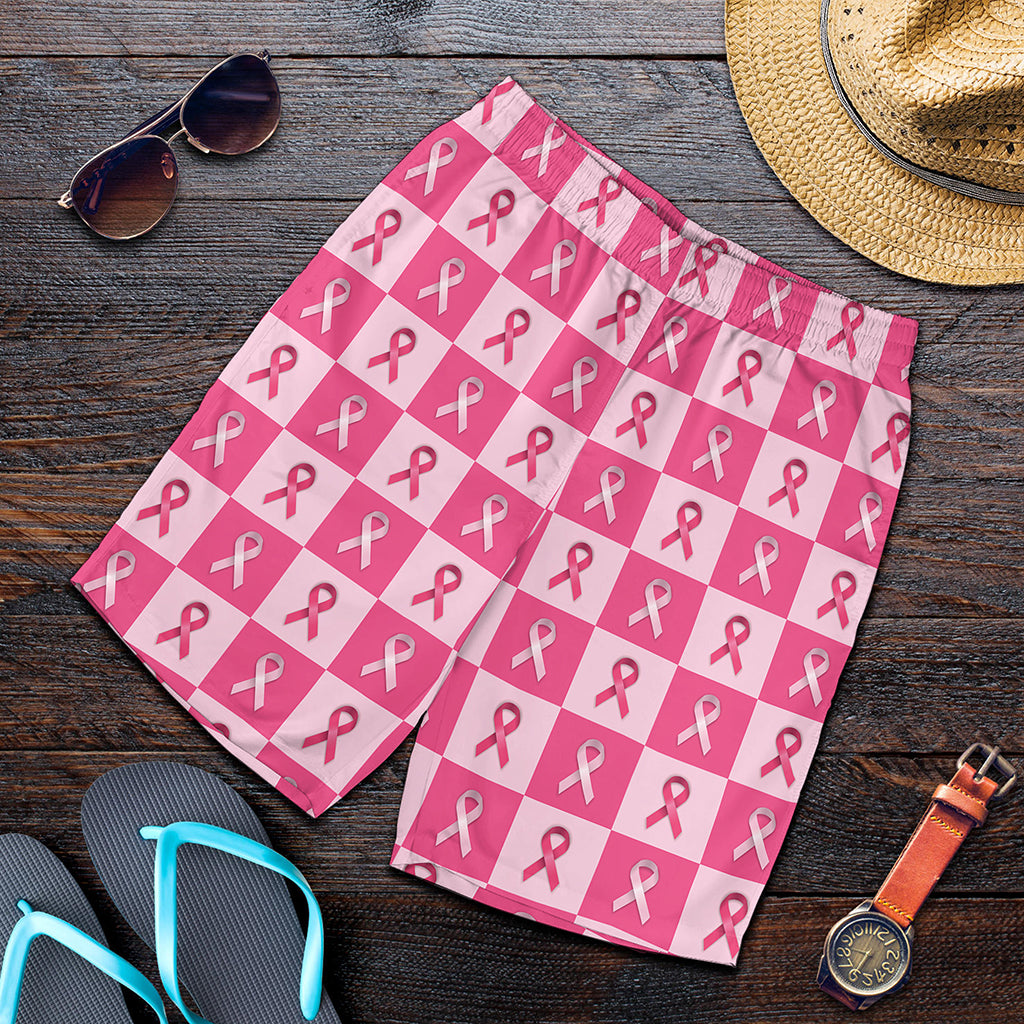 Breast Cancer Awareness Pattern Print Men's Shorts