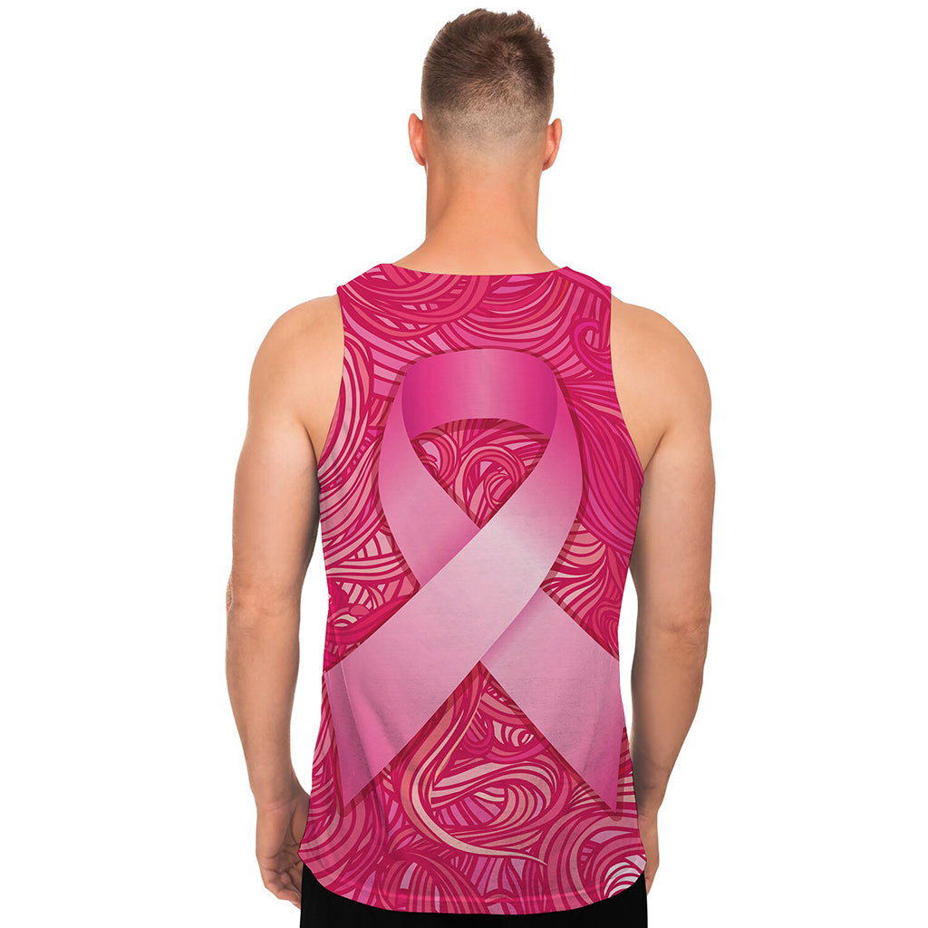 Breast Cancer Awareness Ribbon Print Men's Tank Top