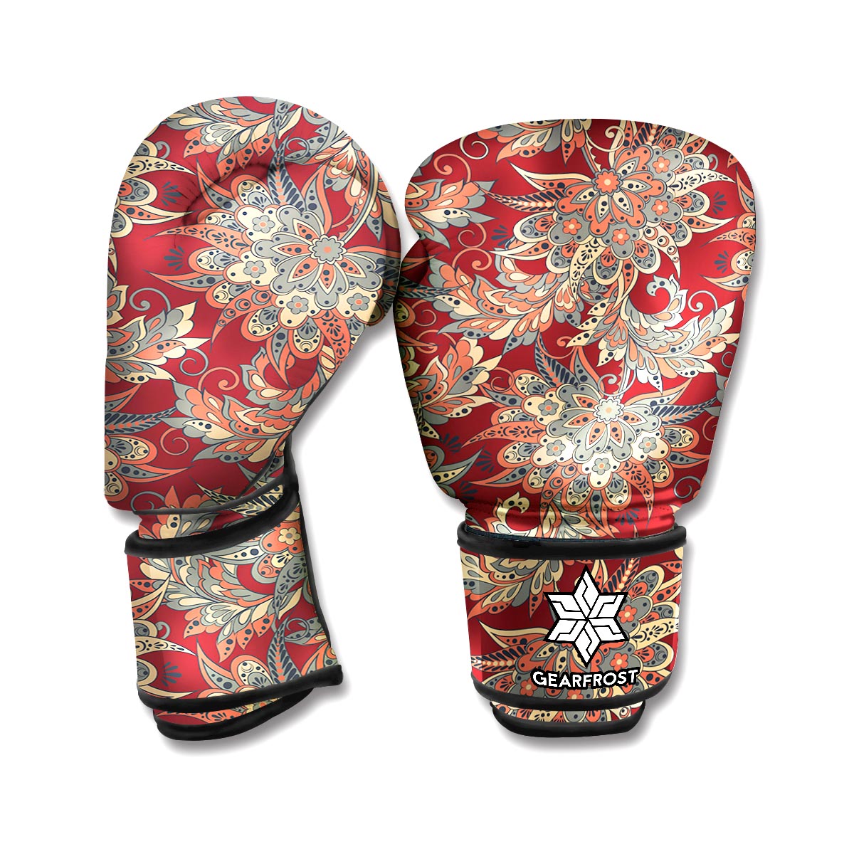 Brick Floral Bohemian Pattern Print Boxing Gloves