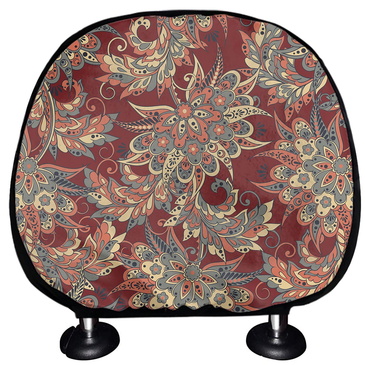 Brick Floral Bohemian Pattern Print Car Headrest Covers