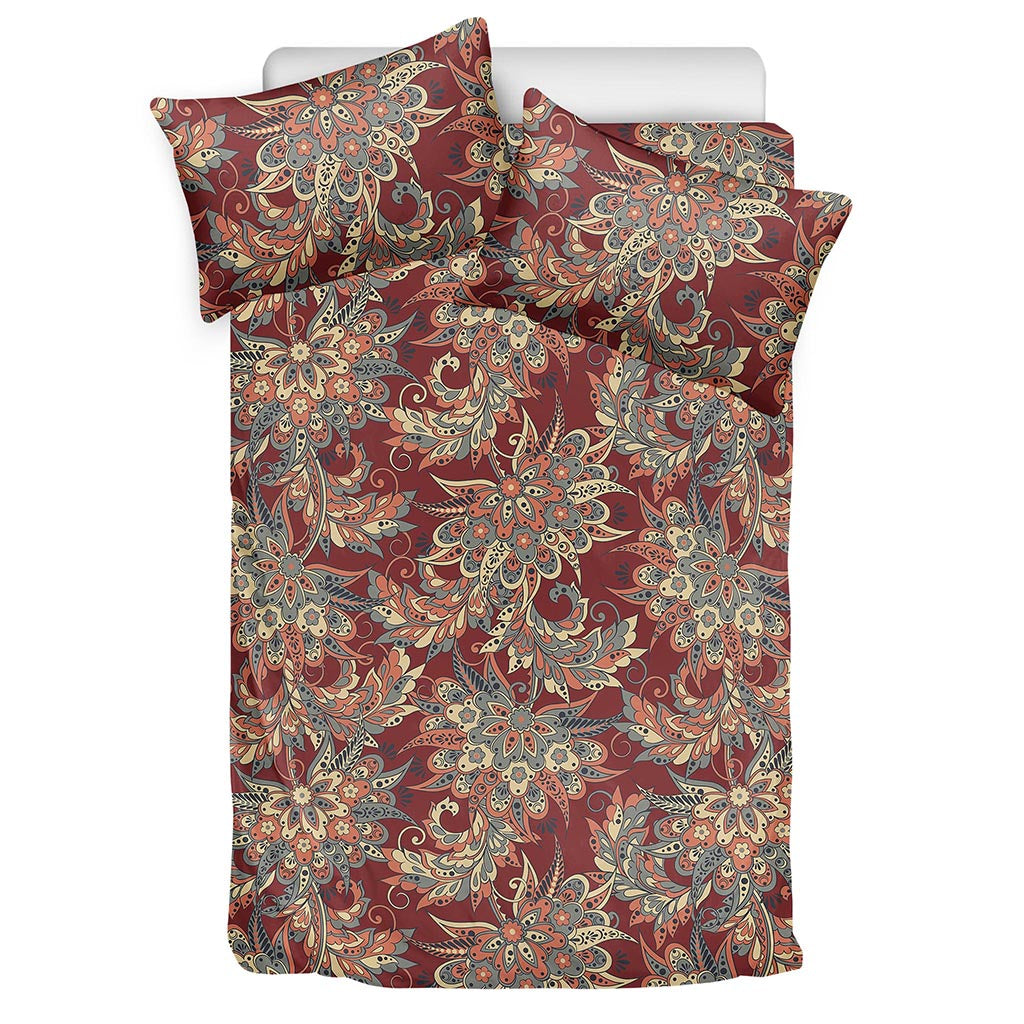 Brick Floral Bohemian Pattern Print Duvet Cover Bedding Set