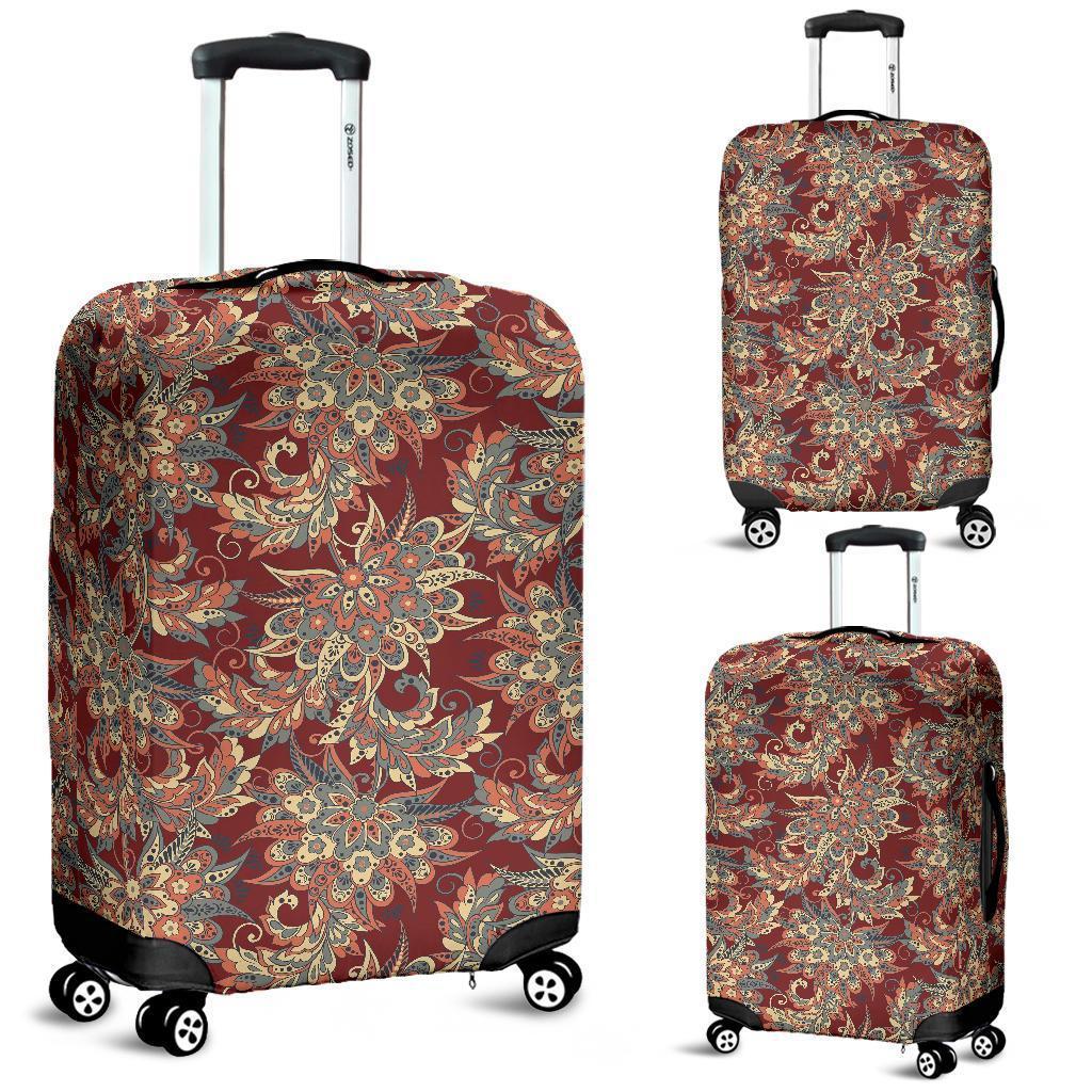 Brick Floral Bohemian Pattern Print Luggage Cover GearFrost