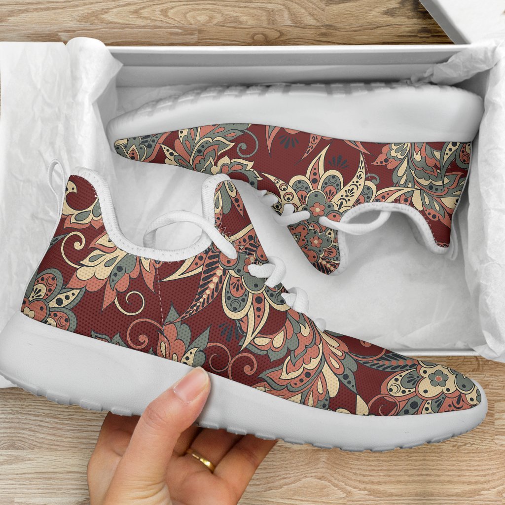 Brick Floral Bohemian Pattern Print Mesh Knit Shoes GearFrost