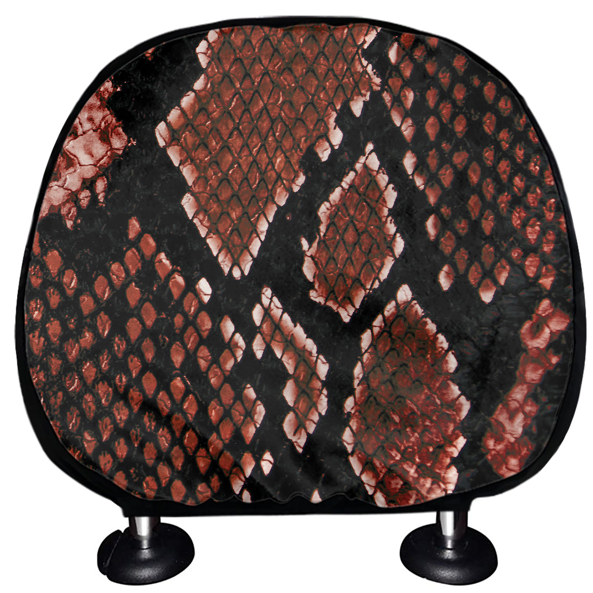 Brick Red Python Snakeskin Print Car Headrest Covers