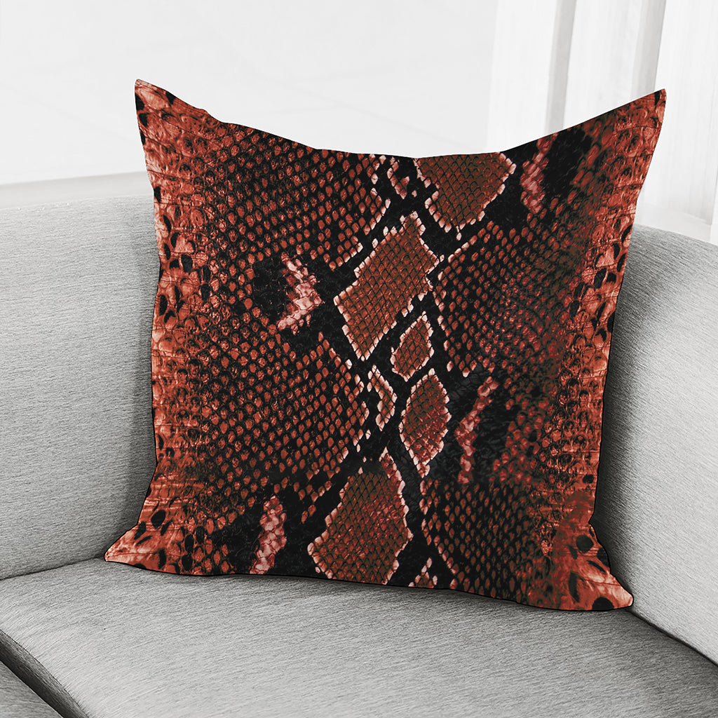 Brick Red Python Snakeskin Print Pillow Cover
