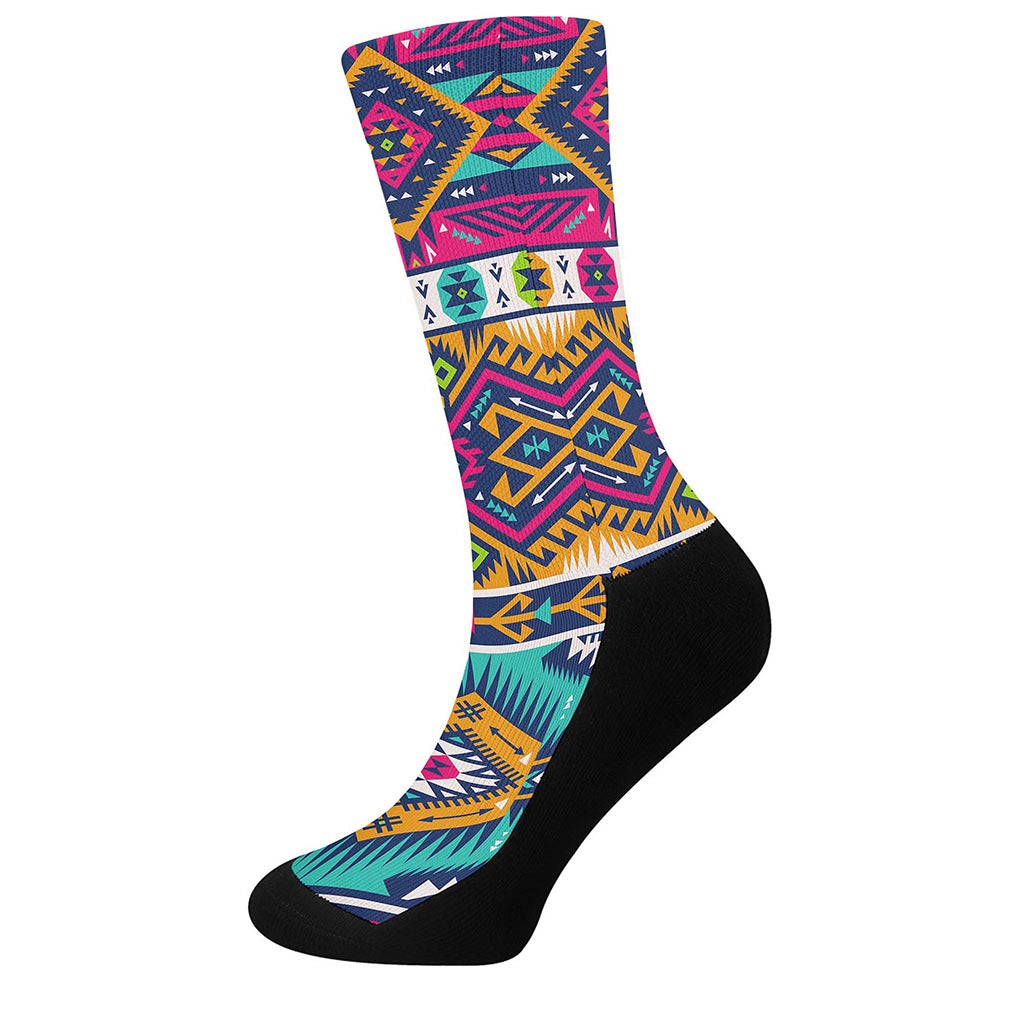 Bright Colors Aztec Pattern Print Crew Socks