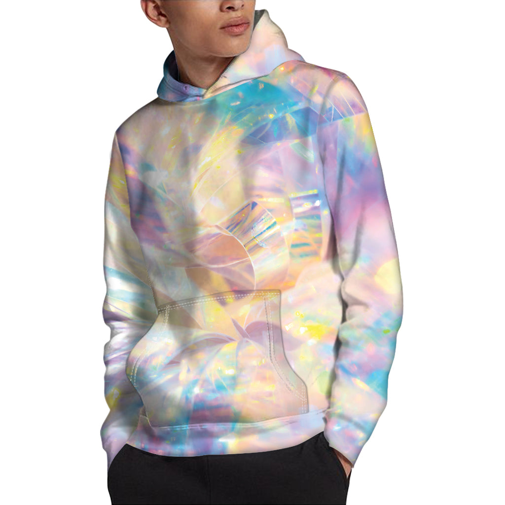 Bright Holographic Print Pullover Hoodie