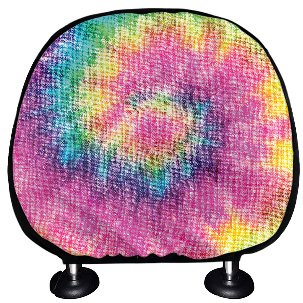 Bright Spiral Tie Dye Print Car Headrest Covers