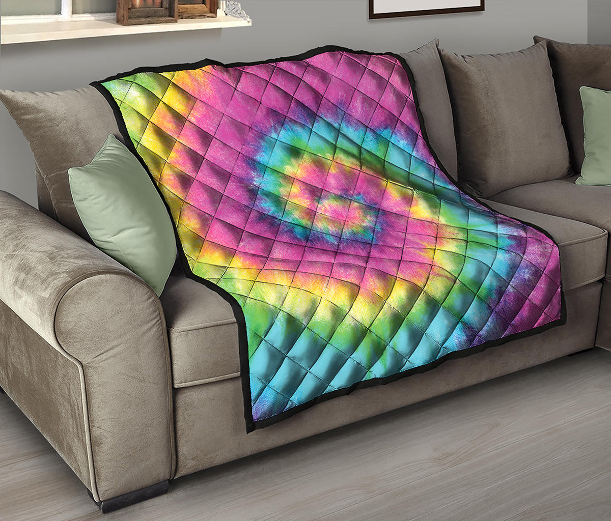 Bright Spiral Tie Dye Print Quilt