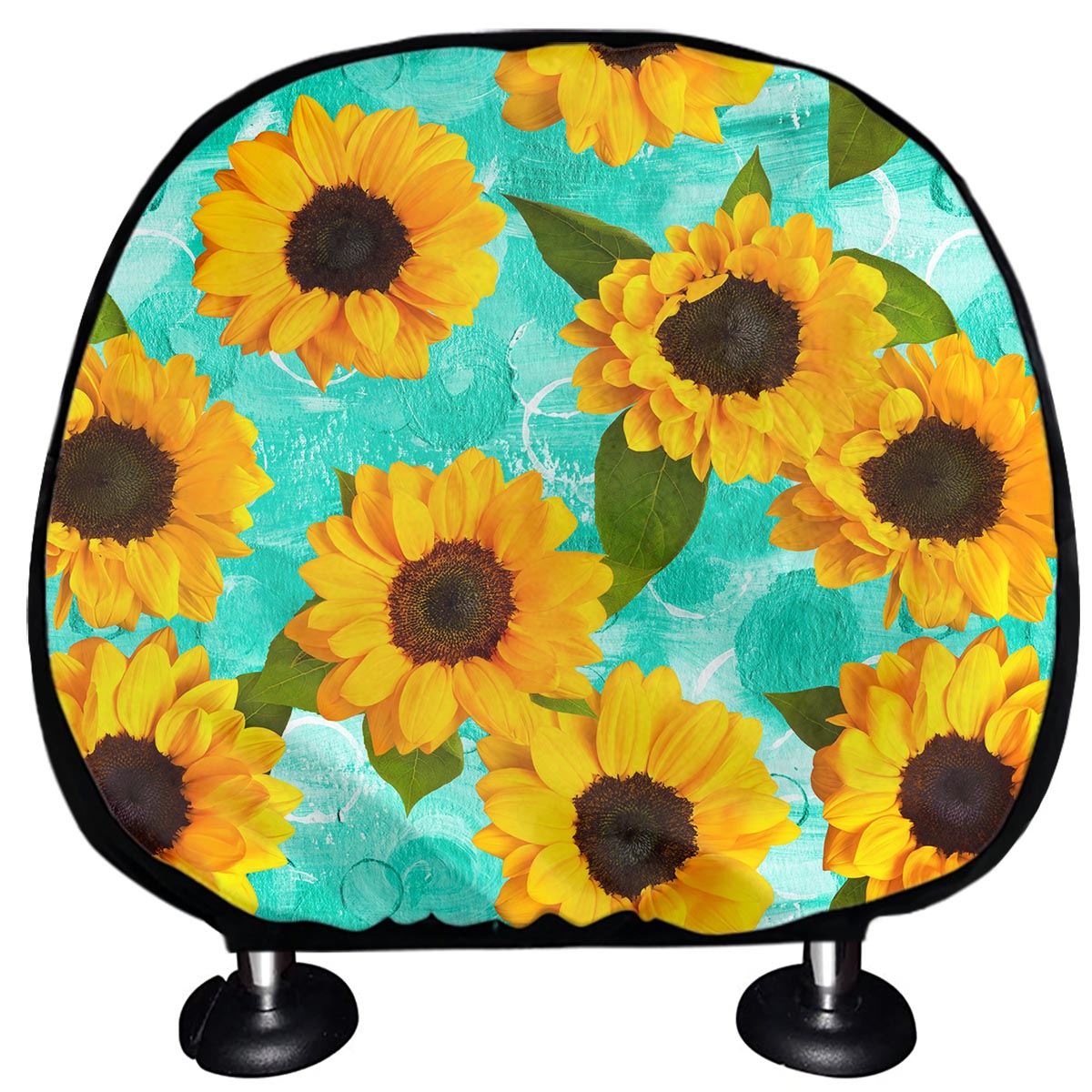 Bright Sunflower Pattern Print Car Headrest Covers