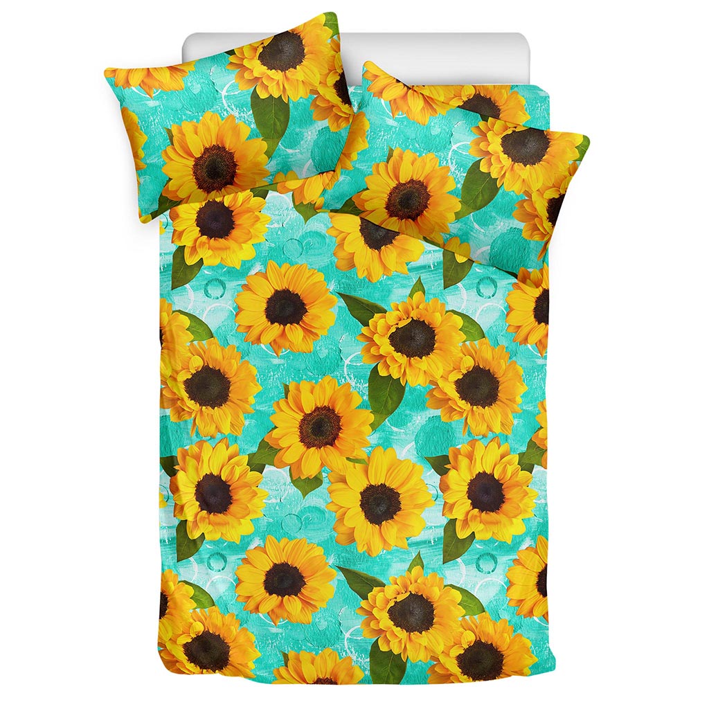 Bright Sunflower Pattern Print Duvet Cover Bedding Set