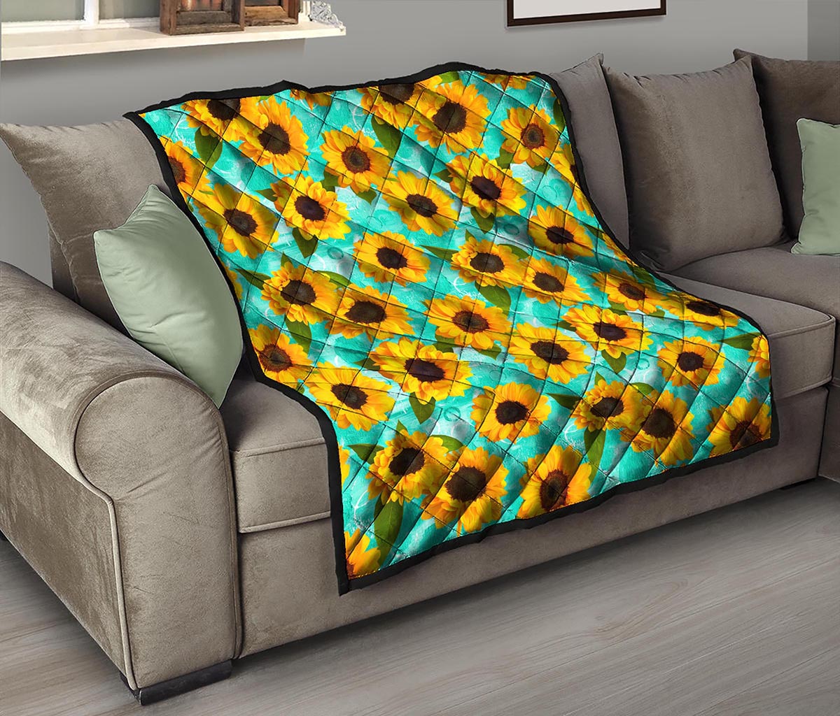 Bright Sunflower Pattern Print Quilt