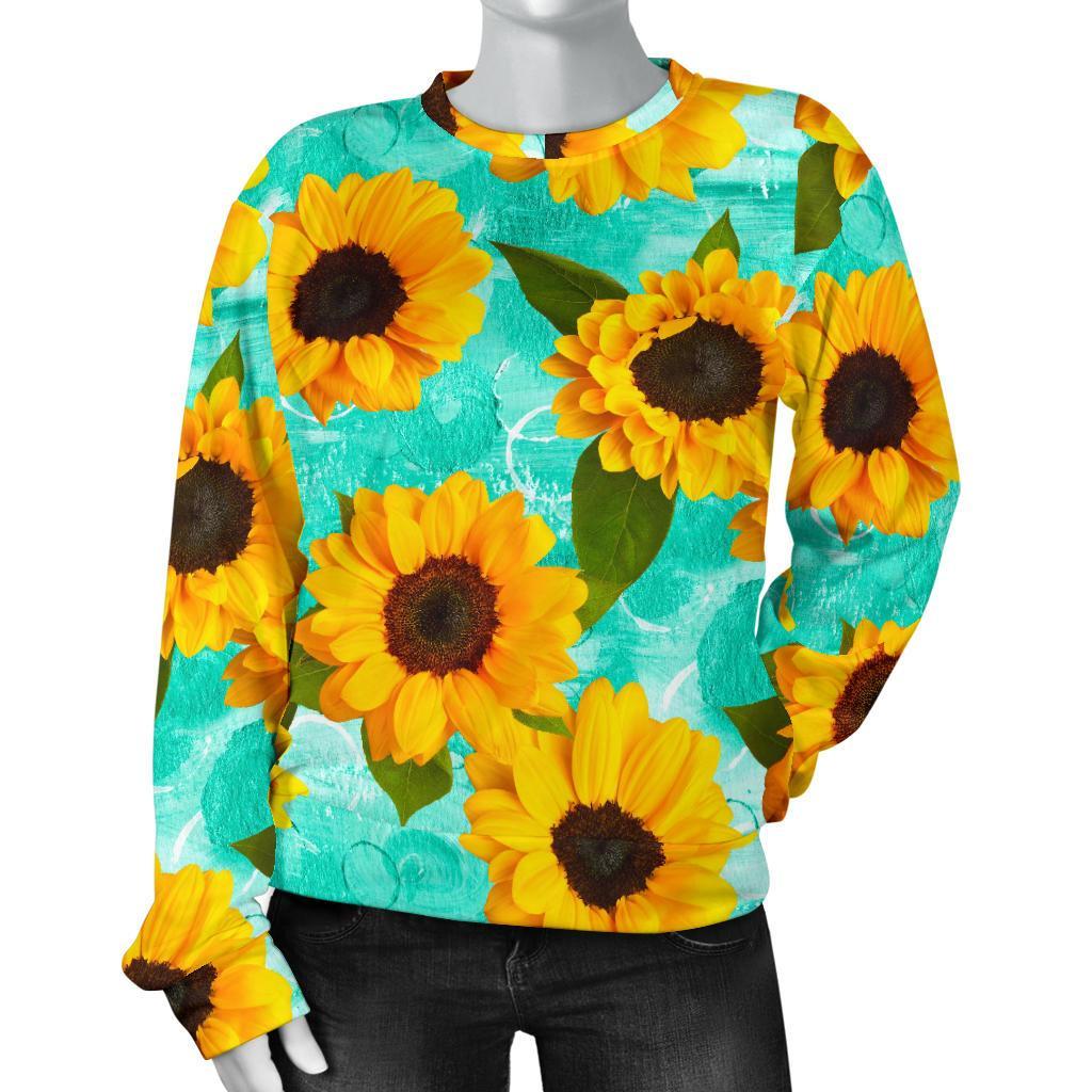 Bright Sunflower Pattern Print Women's Crewneck Sweatshirt GearFrost