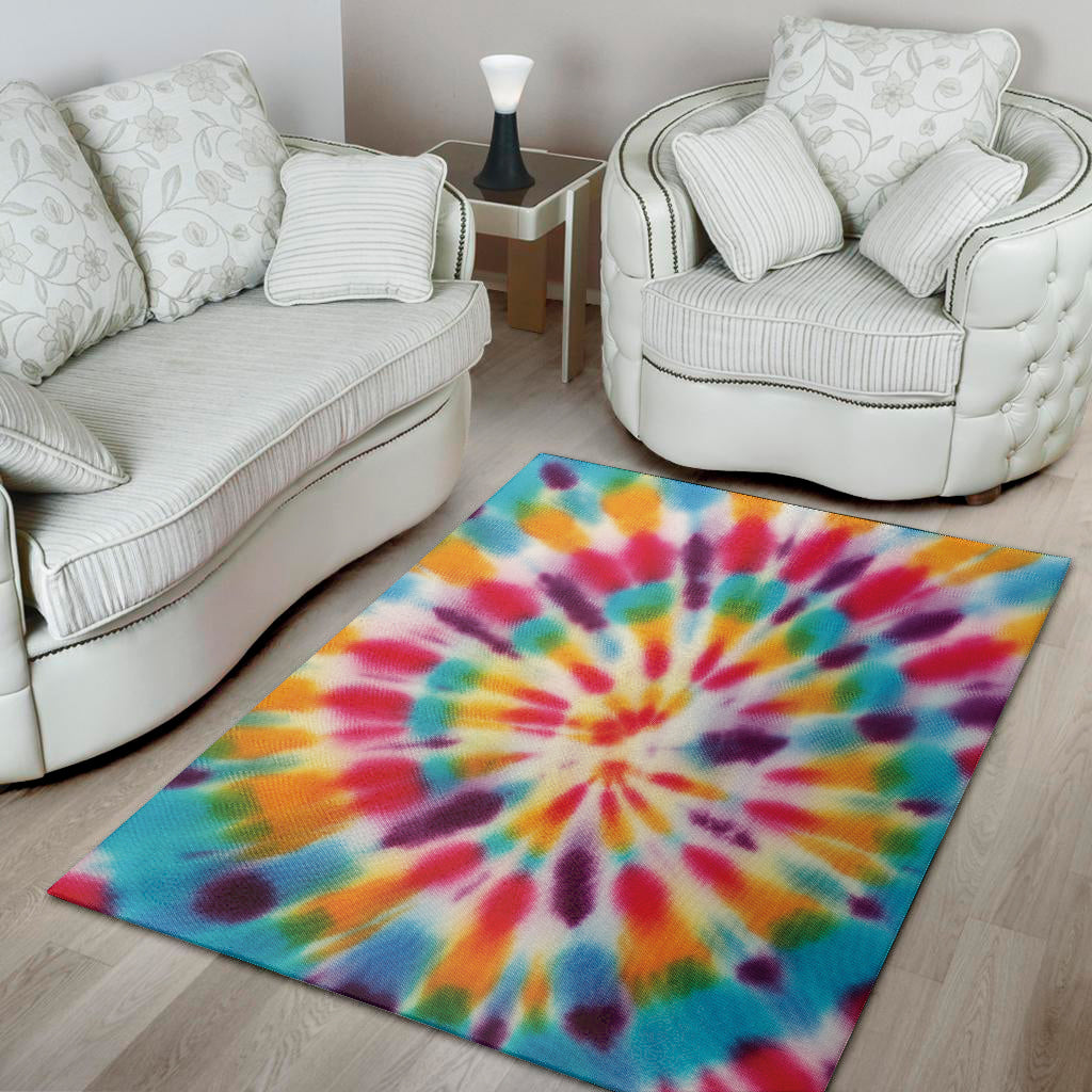 Bright Swirl Tie Dye Print Area Rug