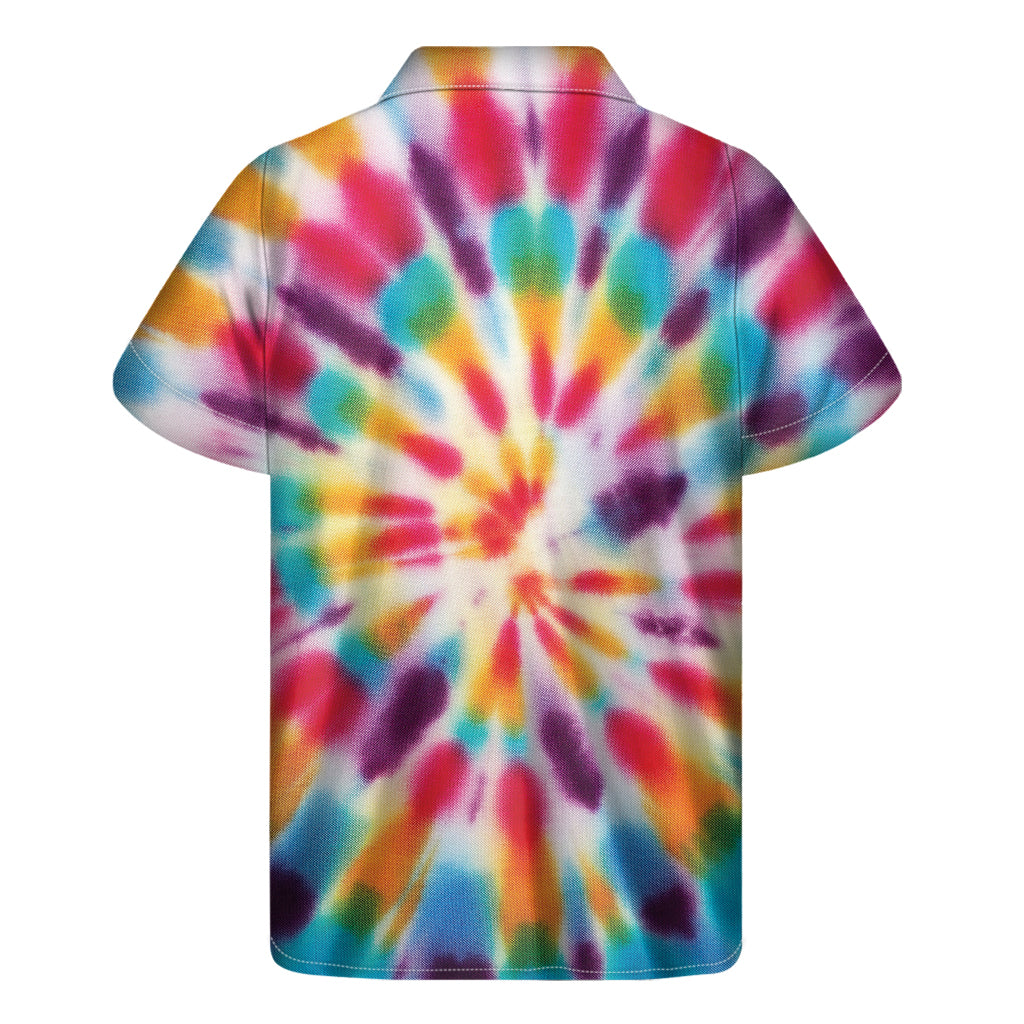 Bright Swirl Tie Dye Print Men's Short Sleeve Shirt