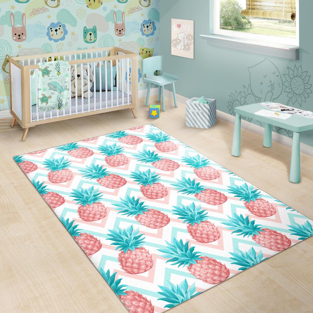 Bright Zig Zag Pineapple Pattern Print Area Rug GearFrost