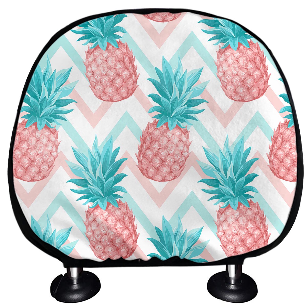 Bright Zig Zag Pineapple Pattern Print Car Headrest Covers