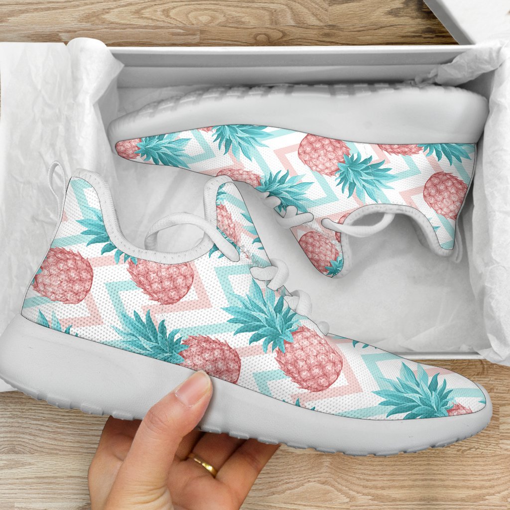 Bright Zig Zag Pineapple Pattern Print Mesh Knit Shoes GearFrost