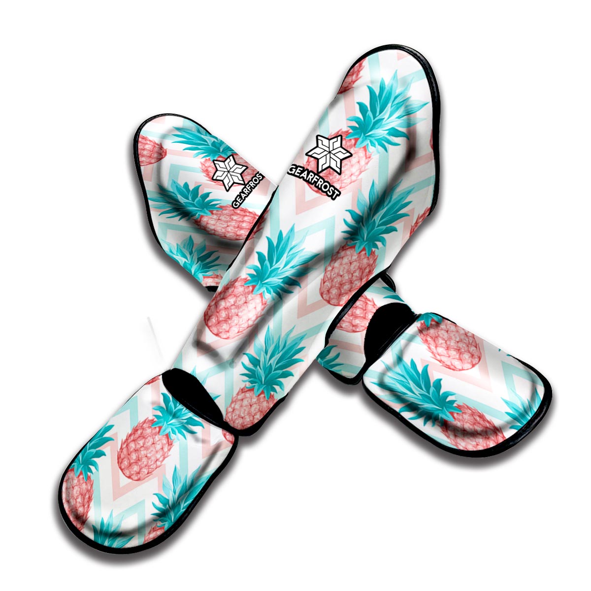 Bright Zig Zag Pineapple Pattern Print Muay Thai Shin Guard