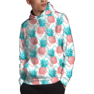 Bright Zig Zag Pineapple Pattern Print Pullover Hoodie