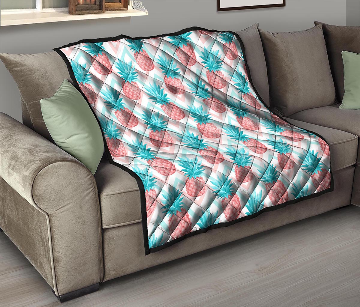 Bright Zig Zag Pineapple Pattern Print Quilt