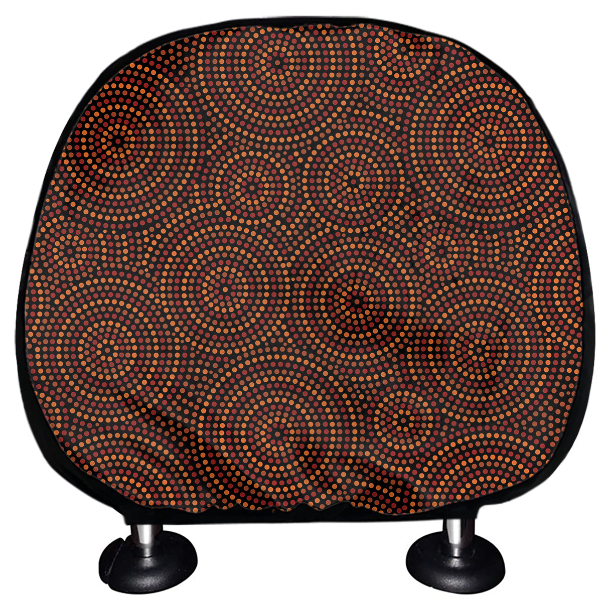 Brown Aboriginal Dot Pattern Print Car Headrest Covers