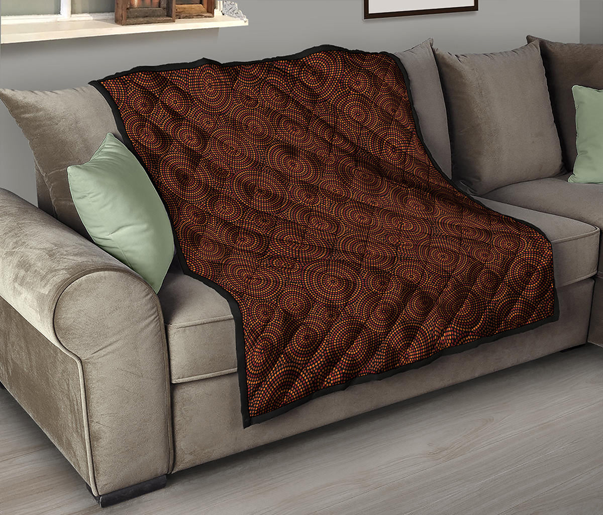 Brown Aboriginal Dot Pattern Print Quilt