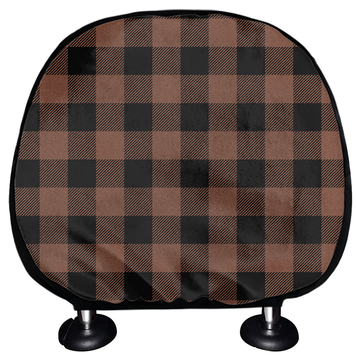 Brown And Black Buffalo Check Print Car Headrest Covers