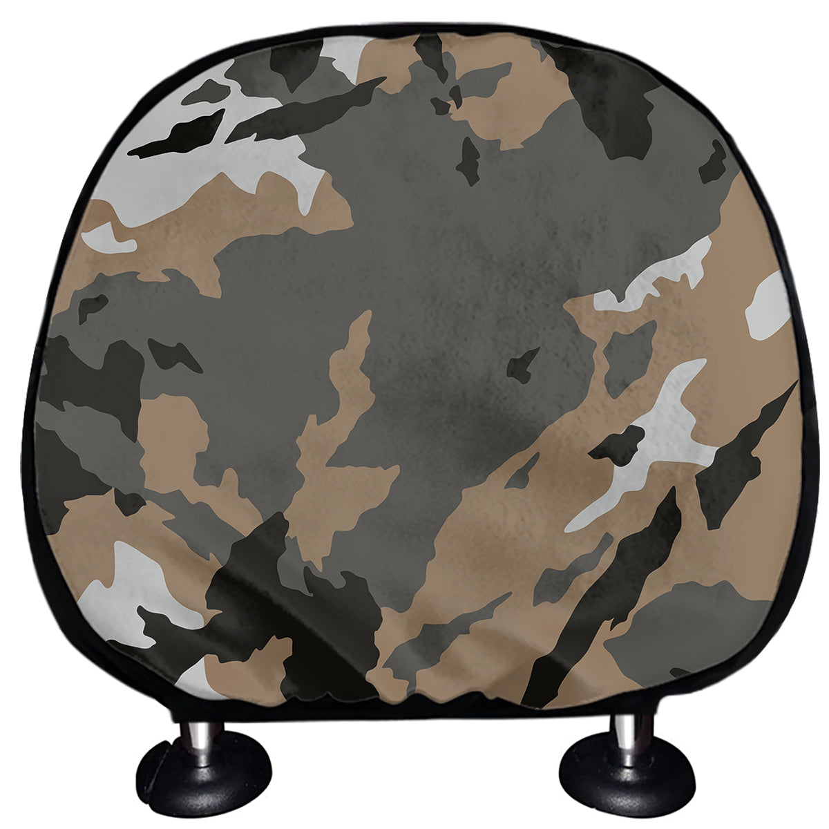 Brown And Black Camouflage Print Car Headrest Covers