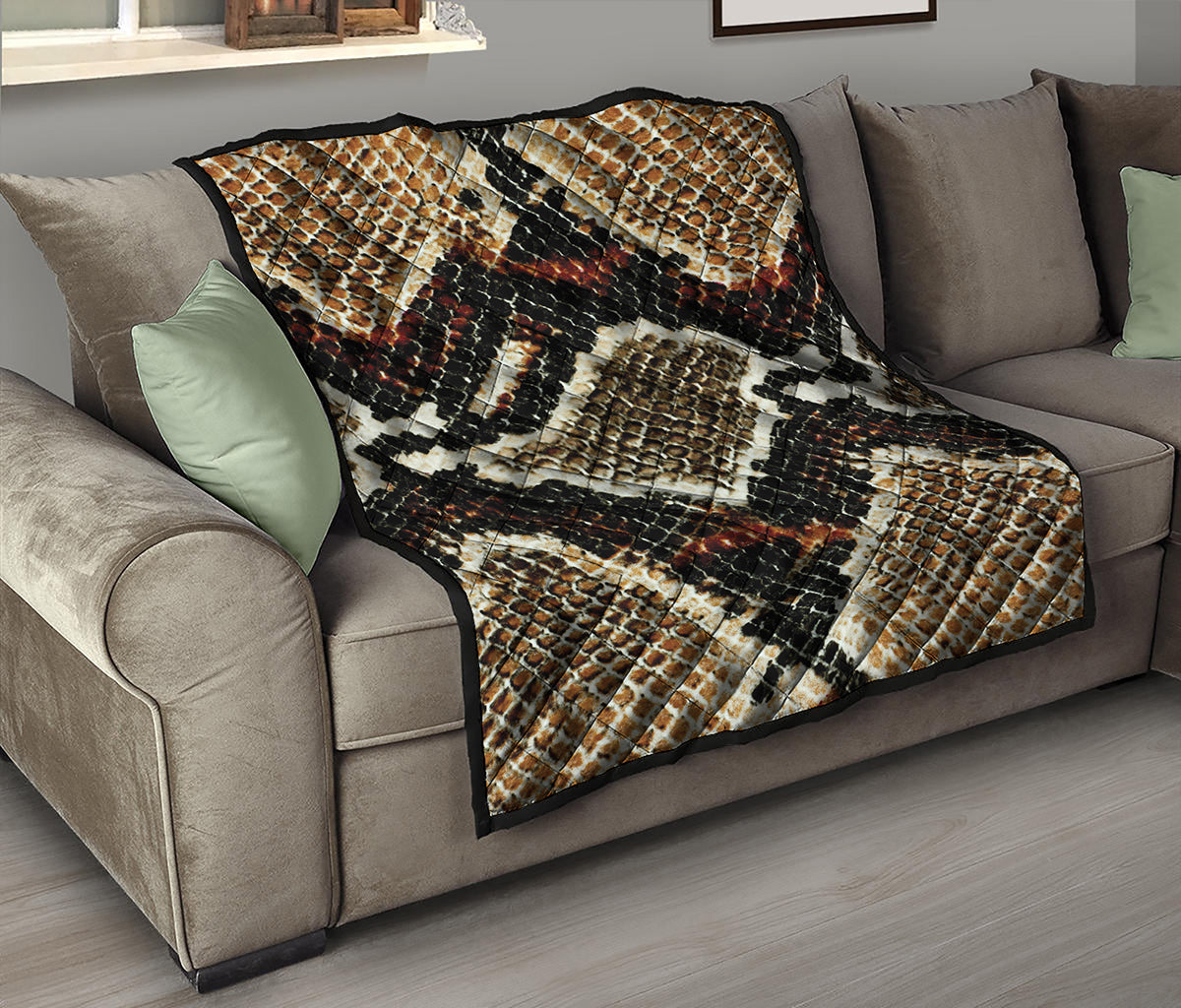 Brown And Black Snakeskin Print Quilt