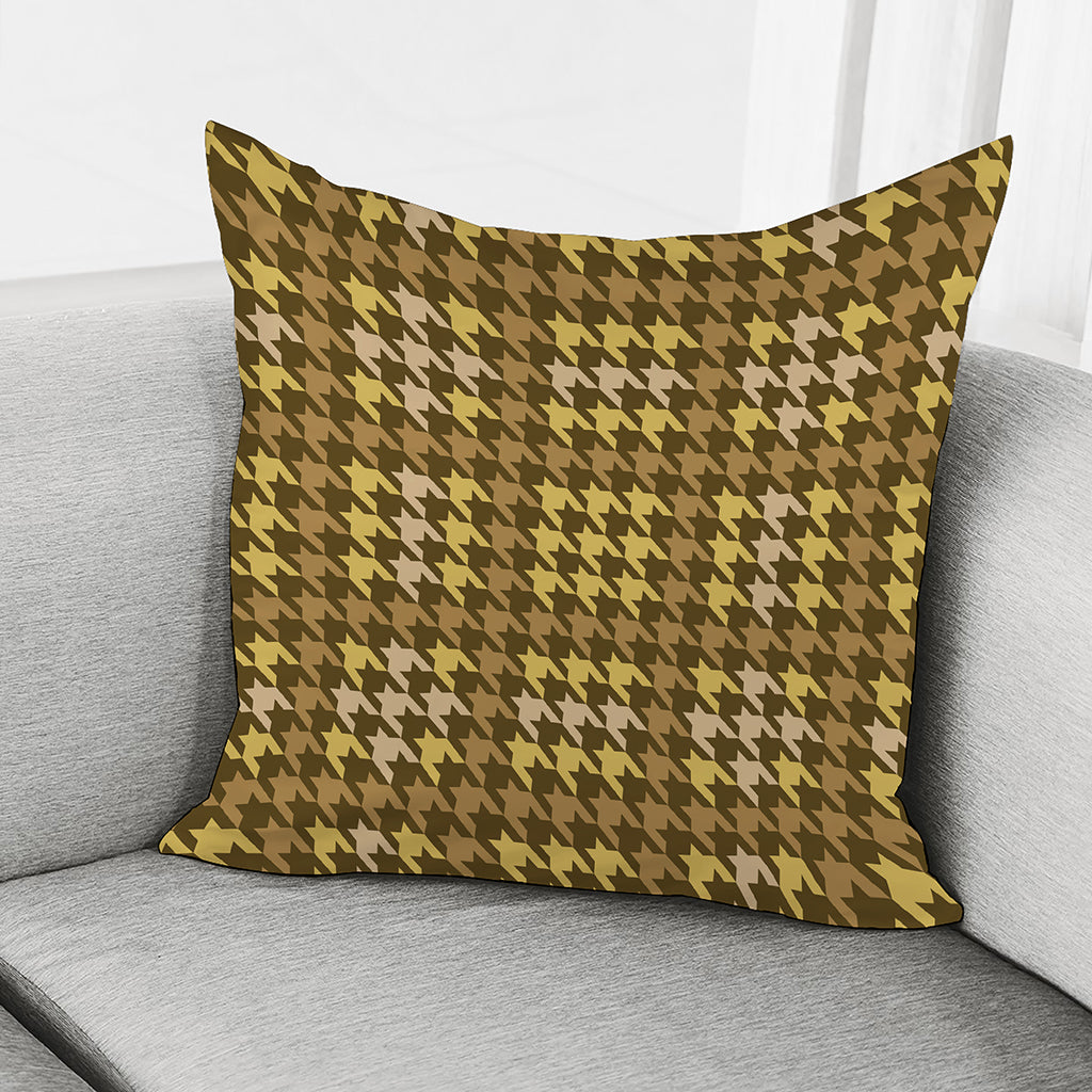 Brown And Tan Houndstooth Pattern Print Pillow Cover