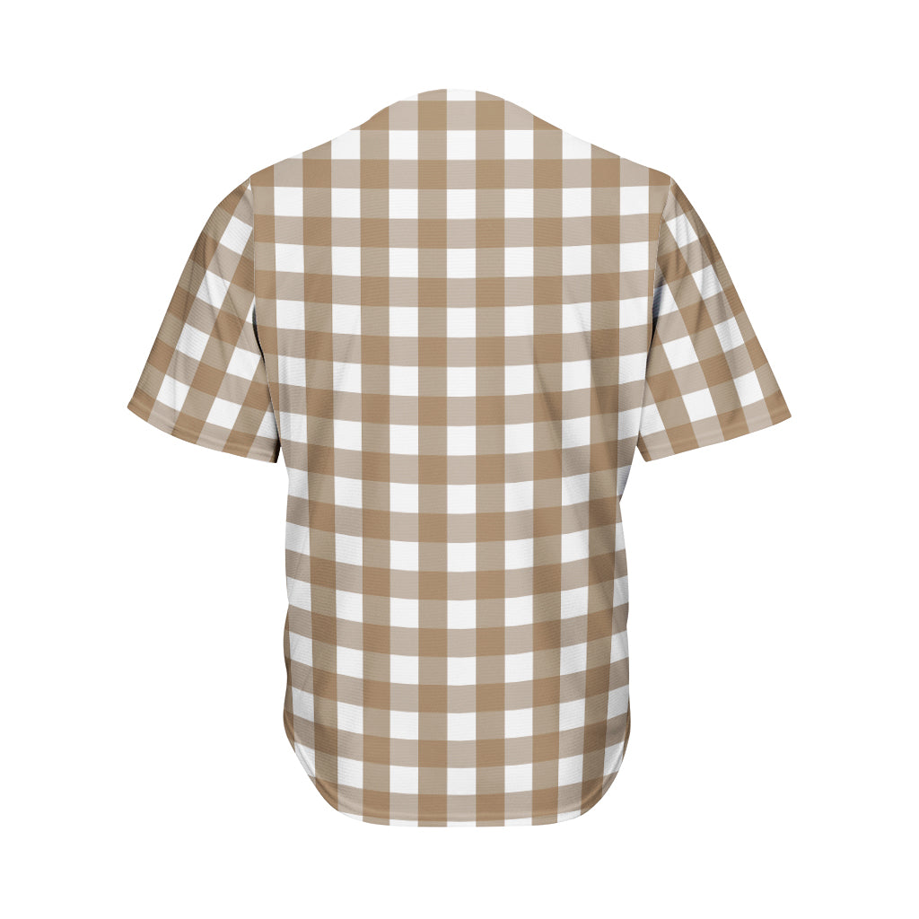 Brown And White Check Pattern Print Men's Baseball Jersey