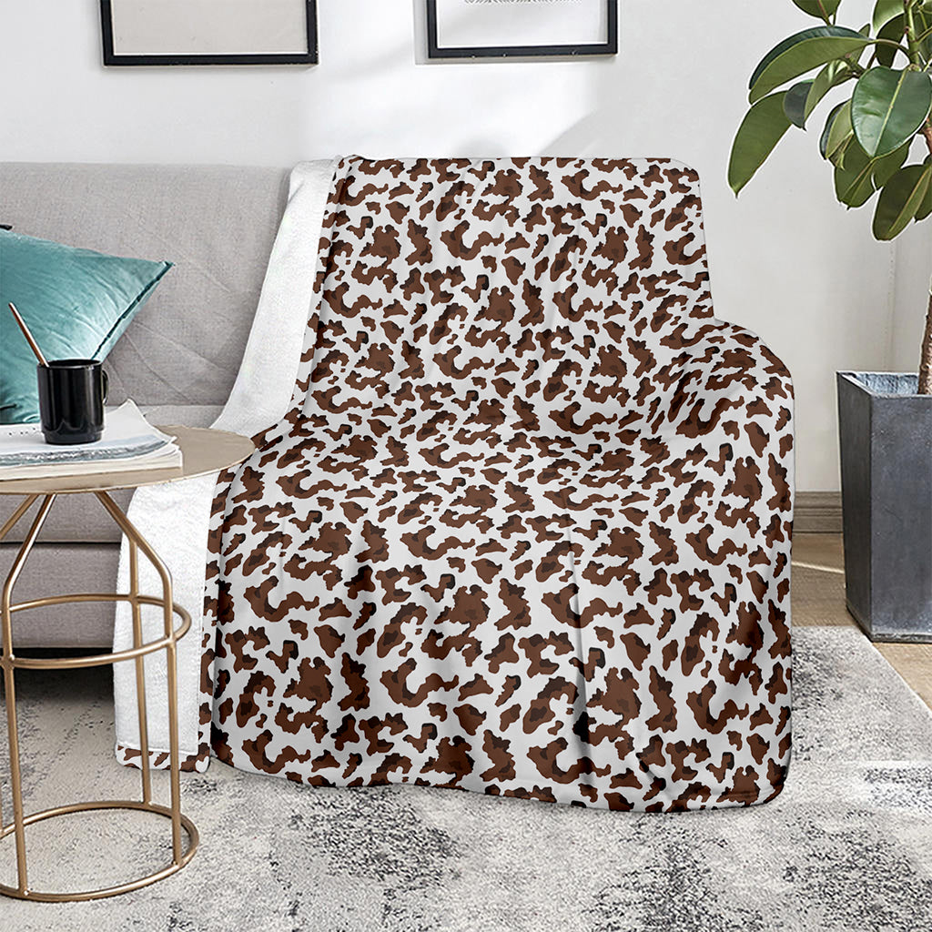 Brown And White Cow Pattern Print Blanket