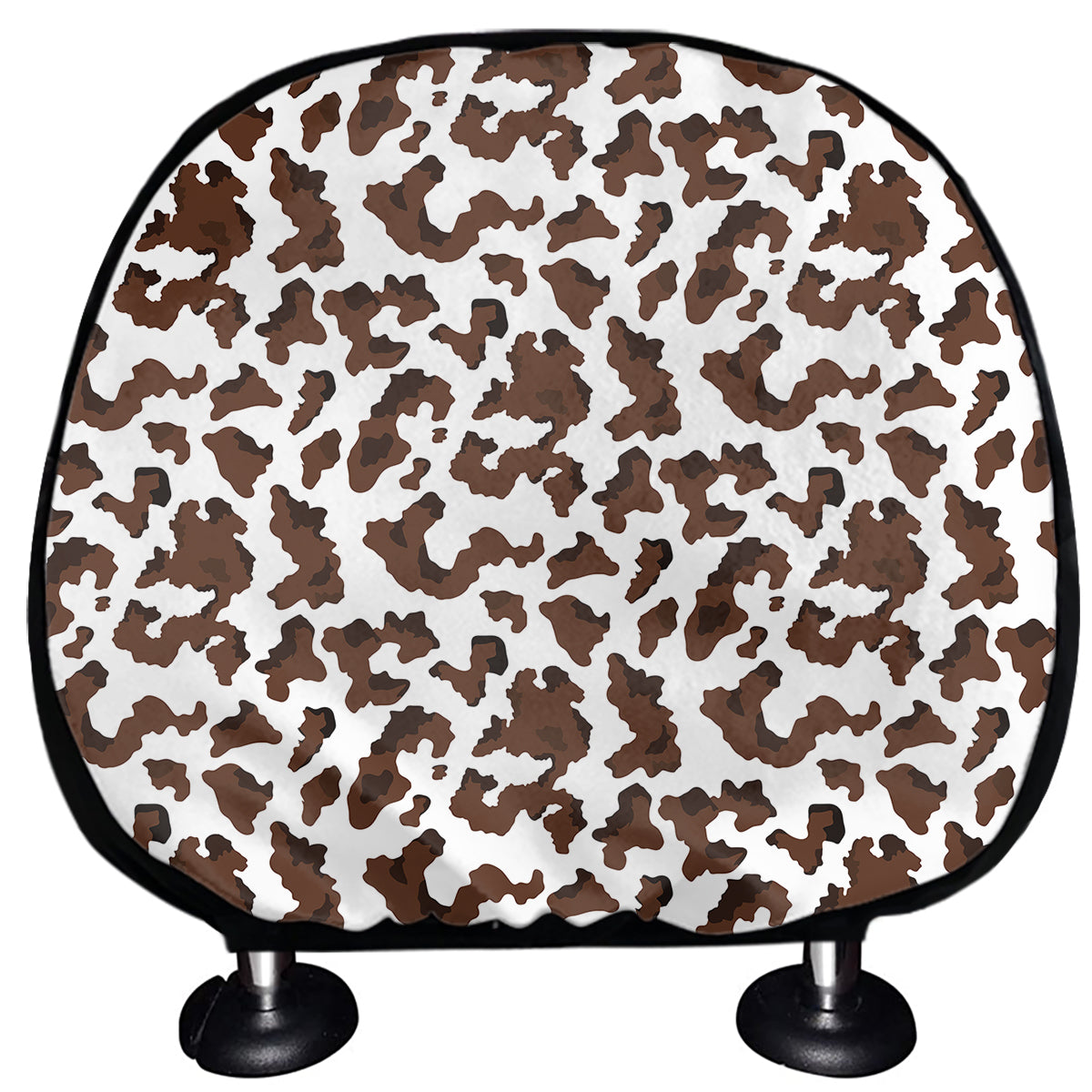 Brown And White Cow Pattern Print Car Headrest Covers